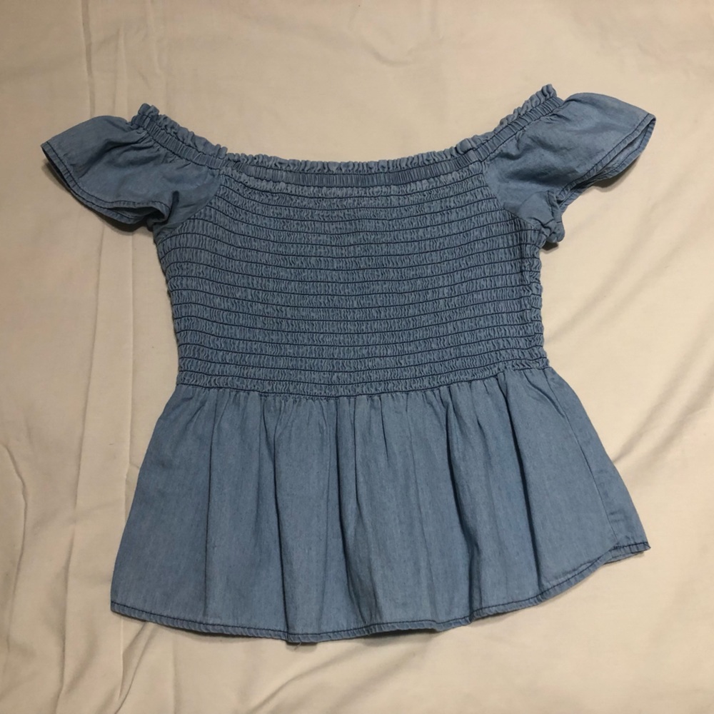 Light Blue Aeropostale Off Shoulder Blouse